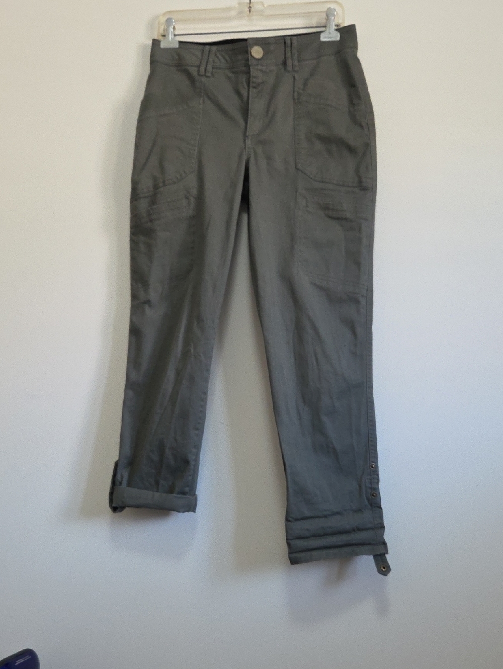 Democracy Olive Green Cargo Jeans with Cuffed Hem